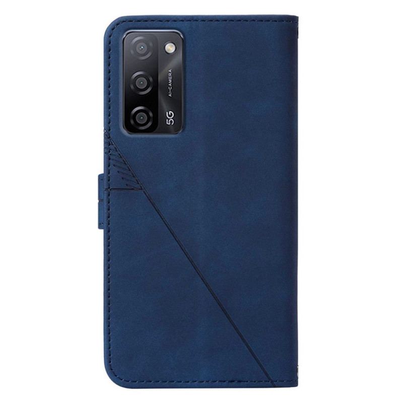 Capa Flip Para Oppo A16 / A16s Efeito Couro Com Alça De Ombro