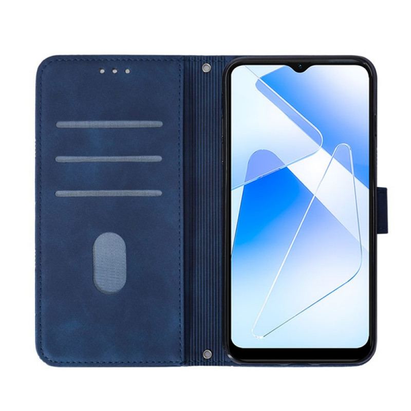 Capa Flip Para Oppo A16 / A16s Efeito Couro Com Alça De Ombro