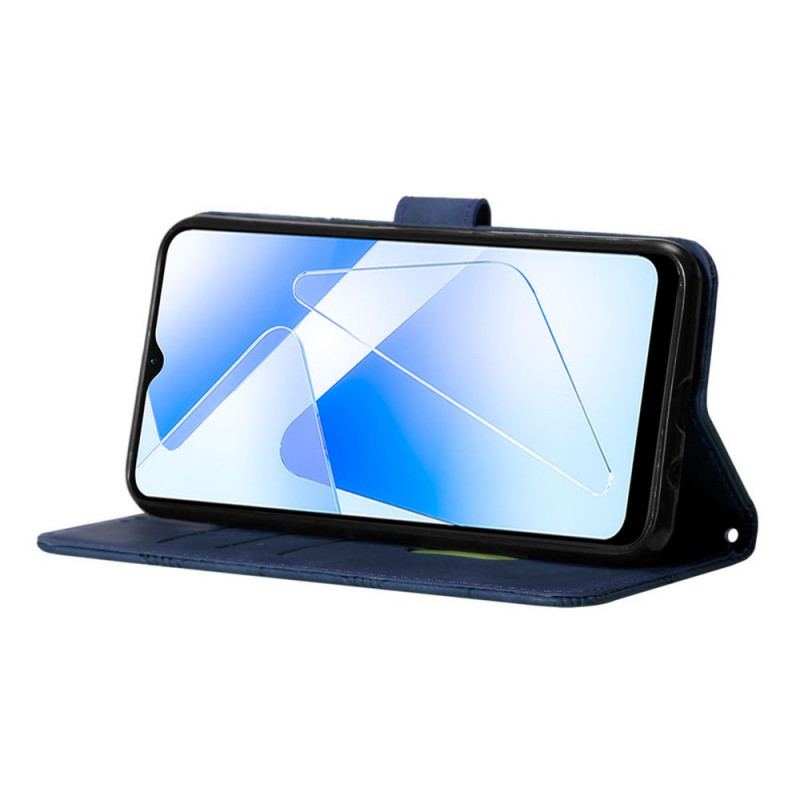 Capa Flip Para Oppo A16 / A16s Efeito Couro Com Alça De Ombro