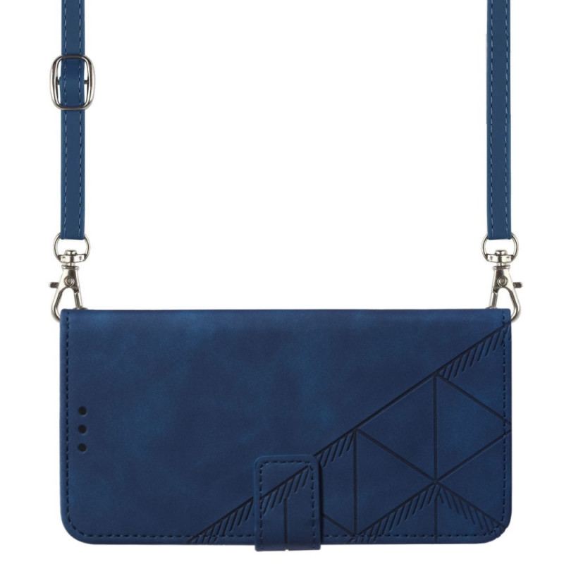 Capa Flip Para Oppo A16 / A16s Efeito Couro Com Alça De Ombro