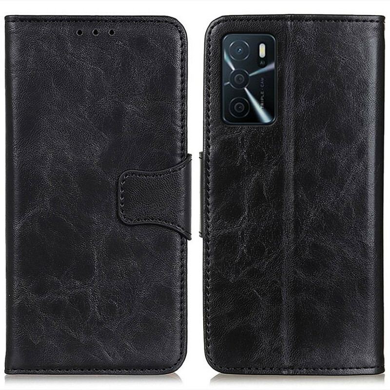 Capa Flip Para Oppo A16 / A16s Fecho Reversível De Couro Rachado
