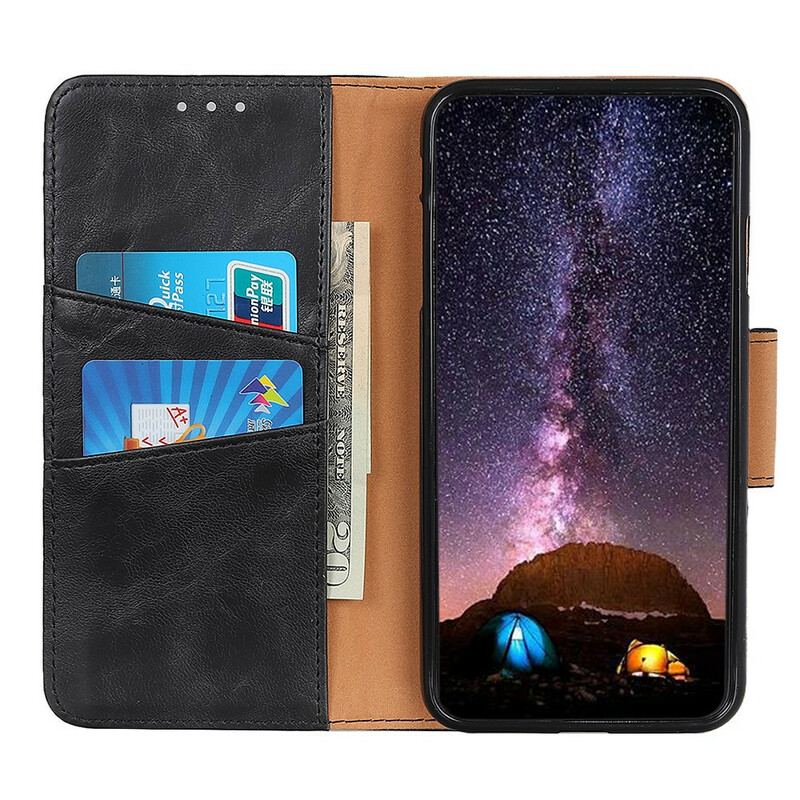 Capa Flip Para Oppo A16 / A16s Fecho Reversível De Couro Rachado