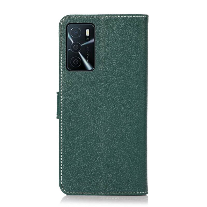 Capa Folio Para Oppo A16 / A16s Costuras Efeito Couro Lichia