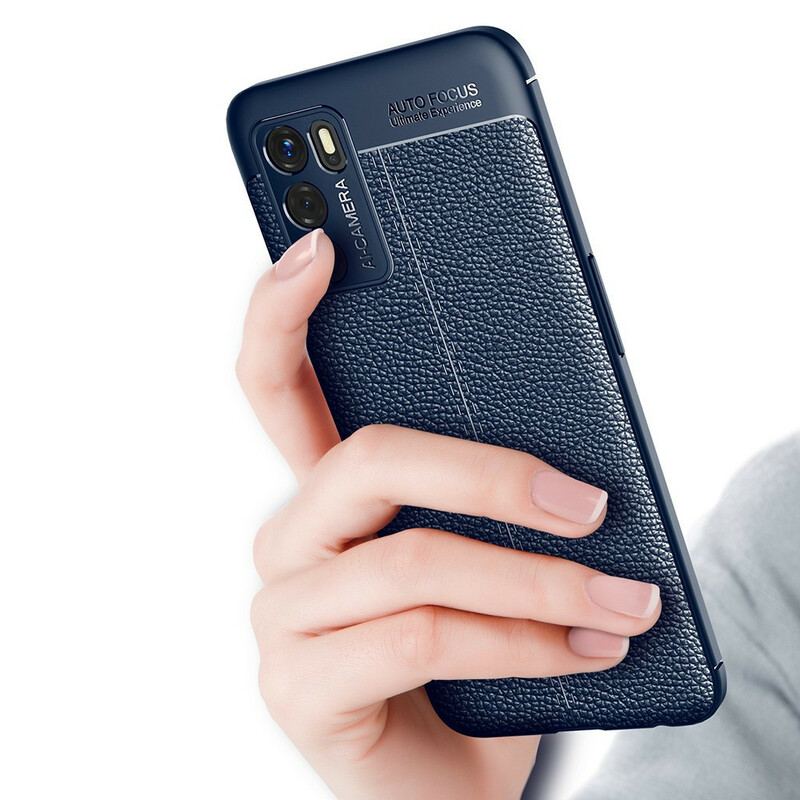Capa Para Oppo A16 / A16s Linha Dupla Efeito Couro Litchi