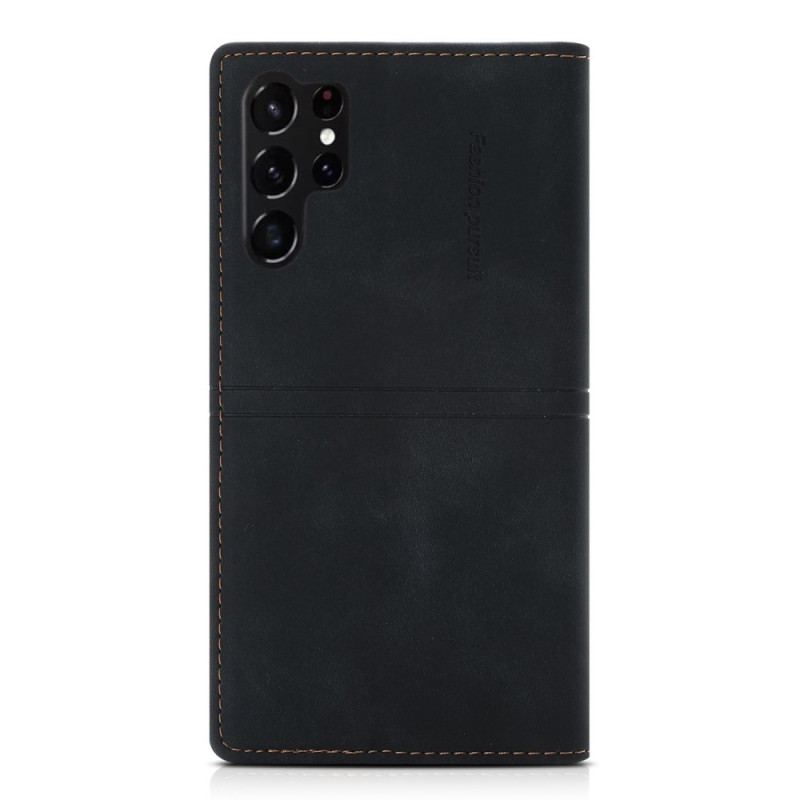 Capa De Celular Para Samsung Galaxy S23 Ultra 5G Flip Fecho Magnético Com Costura Estilo Couro