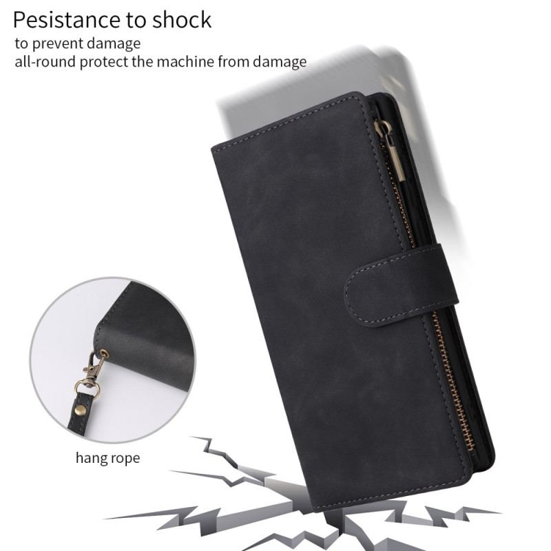 Capa De Couro Para Samsung Galaxy S23 Ultra 5G Bolsa Com Zíper