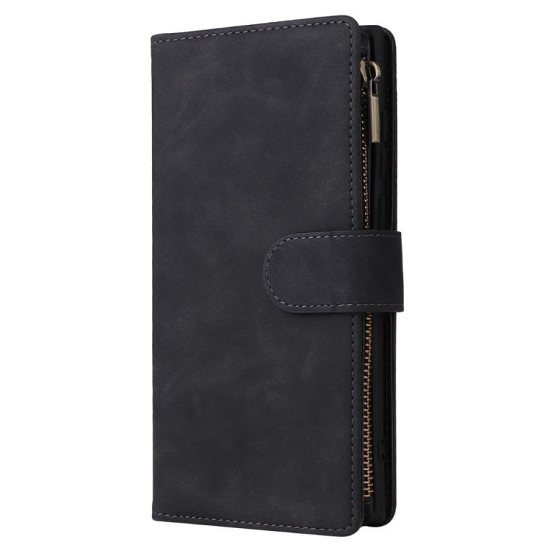 Capa De Couro Para Samsung Galaxy S23 Ultra 5G Bolsa Com Zíper