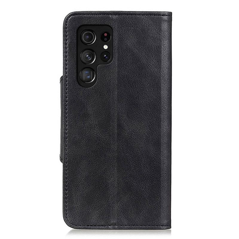 Capa De Couro Para Samsung Galaxy S23 Ultra 5G Botão Magnético