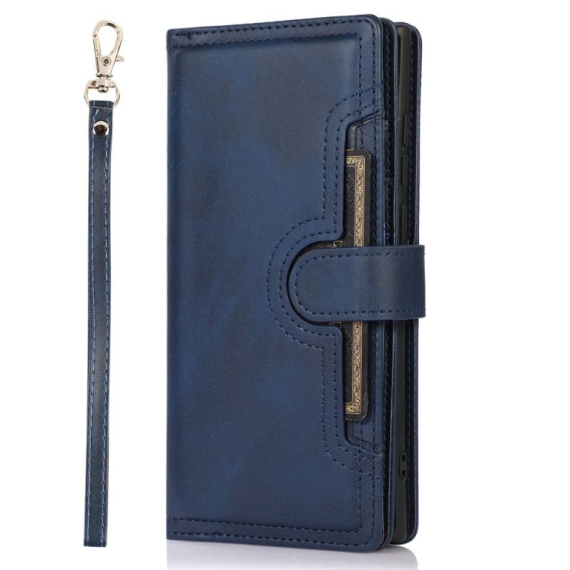 Capa De Couro Para Samsung Galaxy S23 Ultra 5G Cartões Múltiplos E Bolso Frontal