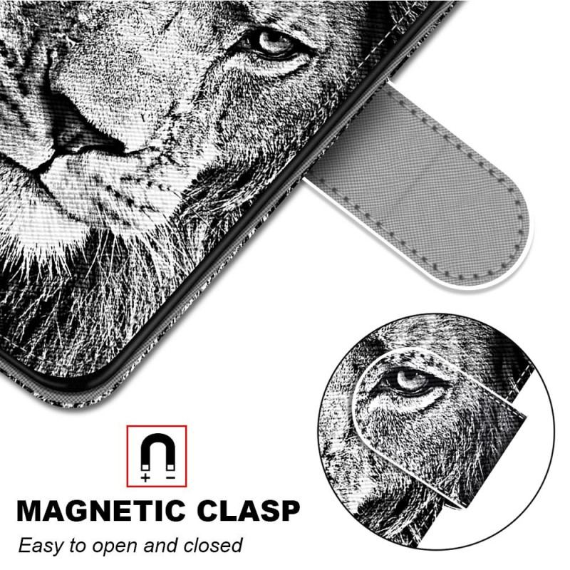 Capa De Couro Para Samsung Galaxy S23 Ultra 5G Leão