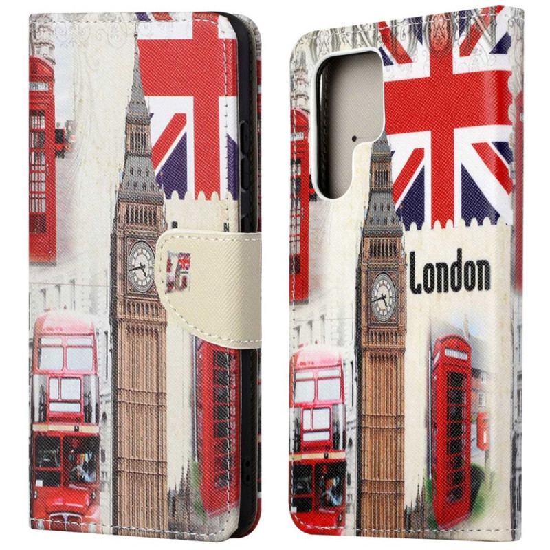 Capa De Couro Para Samsung Galaxy S23 Ultra 5G Londres