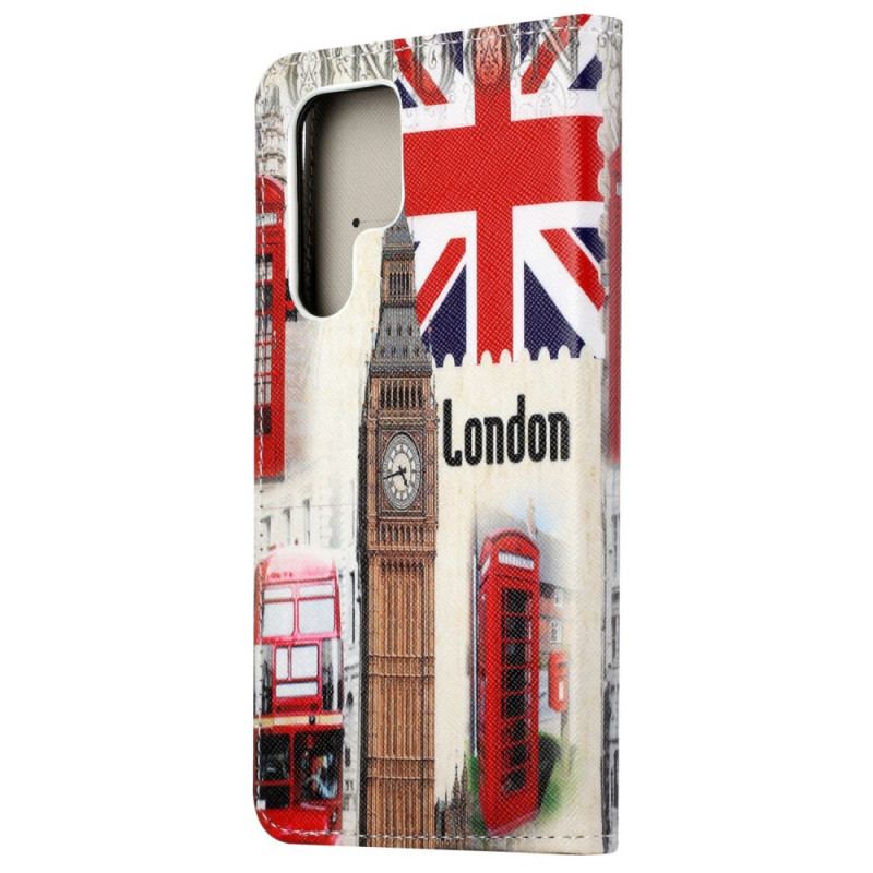 Capa De Couro Para Samsung Galaxy S23 Ultra 5G Londres