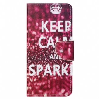 Capa De Couro Para Samsung Galaxy S23 Ultra 5G Mantenha A Calma E Brilhe