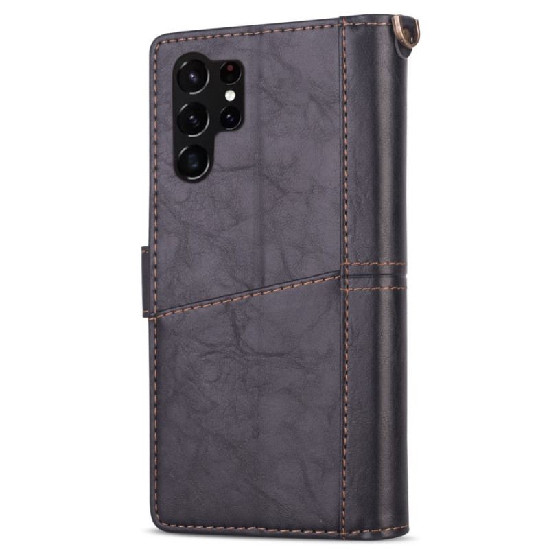 Capa De Couro Para Samsung Galaxy S23 Ultra 5G Capa Tipo Carteira Carteira Multifuncional