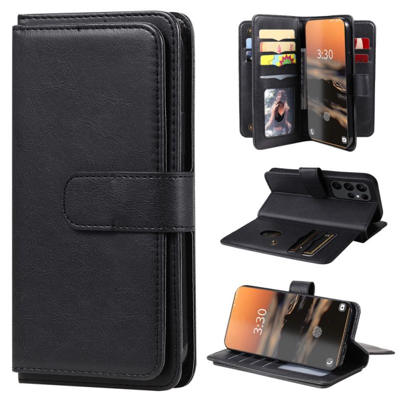 Capa Em Pele Para Samsung Galaxy S23 Ultra 5G Titular De Cartão Multifuncional Para 10