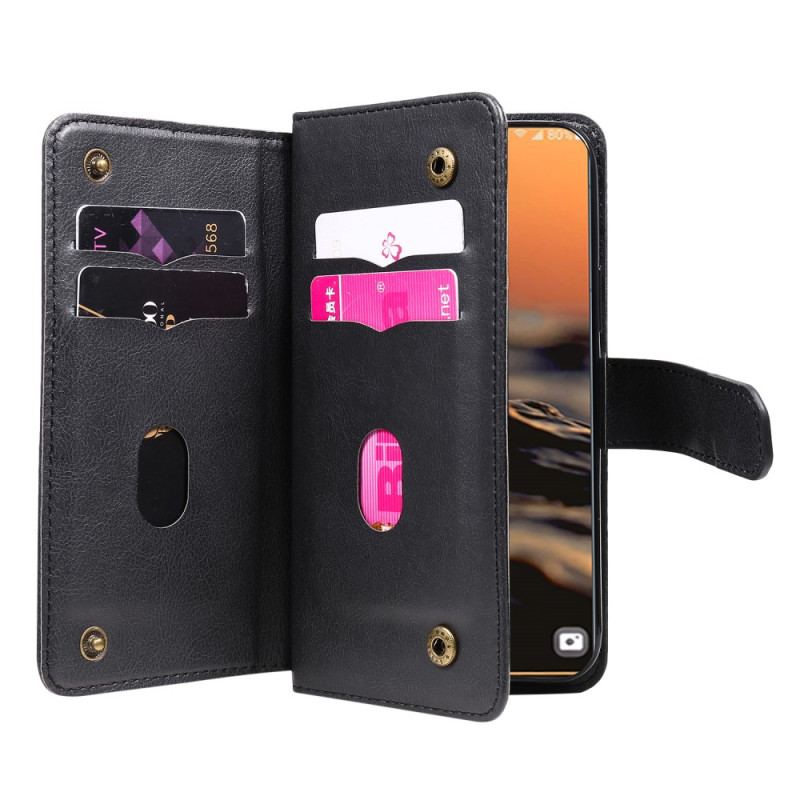 Capa Em Pele Para Samsung Galaxy S23 Ultra 5G Titular De Cartão Multifuncional Para 10