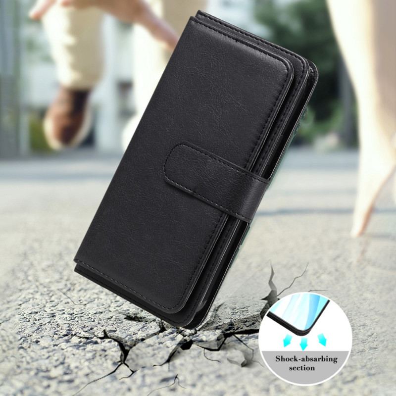 Capa Em Pele Para Samsung Galaxy S23 Ultra 5G Titular De Cartão Multifuncional Para 10