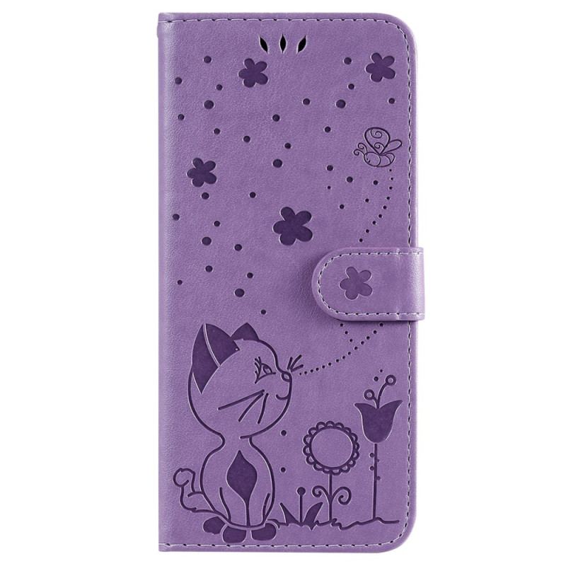 Capa Flip Para Samsung Galaxy S23 Ultra 5G De Cordão Strappy Gato E Abelhas