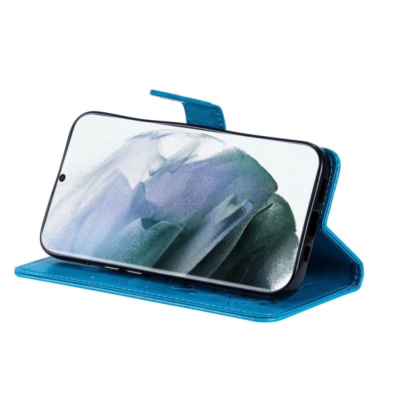 Capa Flip Para Samsung Galaxy S23 Ultra 5G De Cordão Strappy Gato E Abelhas