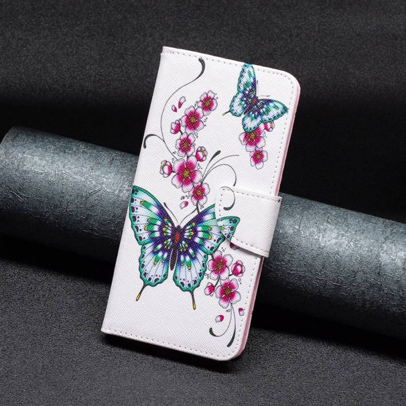 Capa Flip Para Samsung Galaxy S23 Ultra 5G Declínio Borboletas