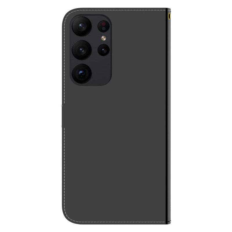 Capa Flip Para Samsung Galaxy S23 Ultra 5G Espelho E Cordão