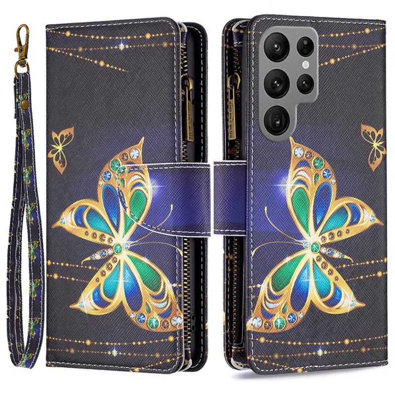 Capa Folio Para Samsung Galaxy S23 Ultra 5G Capa Tipo Carteira Carteira Borboletas