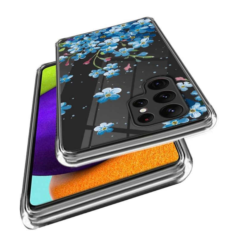 Capa Para Samsung Galaxy S23 Ultra 5G Flores Azuis