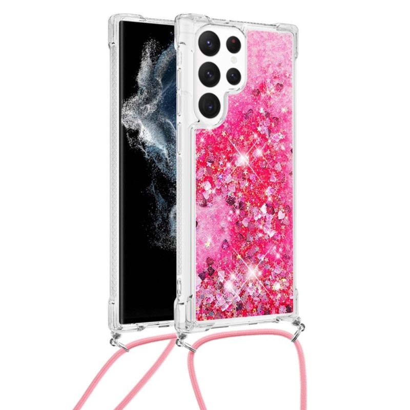 Capa Para Samsung Galaxy S23 Ultra 5G Lantejoulas Com Cordão