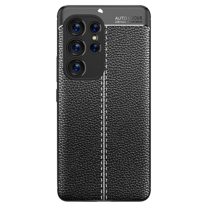 Capa Para Samsung Galaxy S23 Ultra 5G Linha Dupla Efeito Couro Litchi