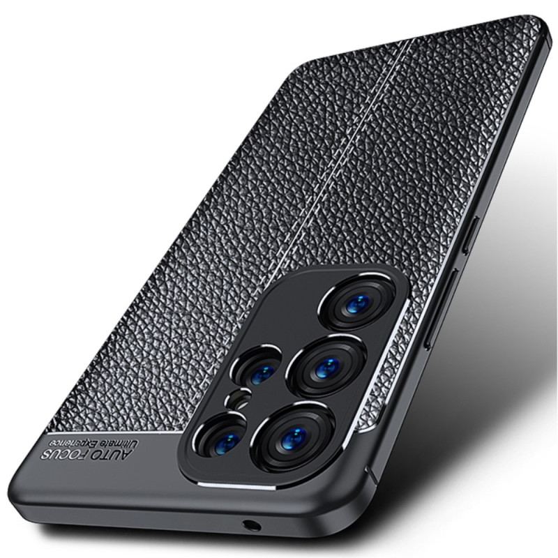 Capa Para Samsung Galaxy S23 Ultra 5G Linha Dupla Efeito Couro Litchi