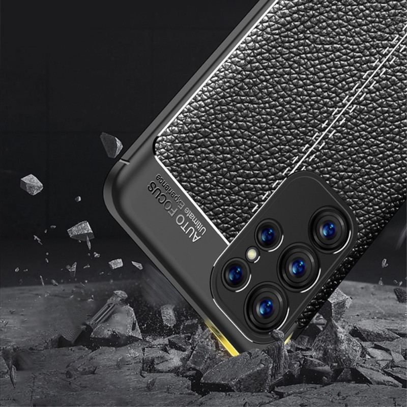 Capa Para Samsung Galaxy S23 Ultra 5G Linha Dupla Efeito Couro Litchi