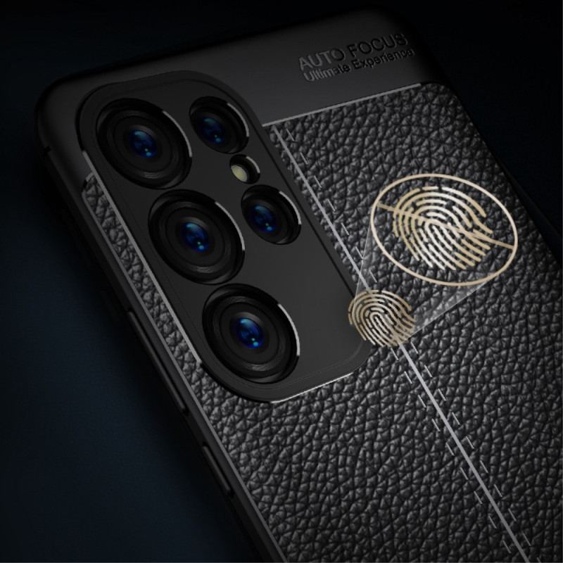Capa Para Samsung Galaxy S23 Ultra 5G Linha Dupla Efeito Couro Litchi