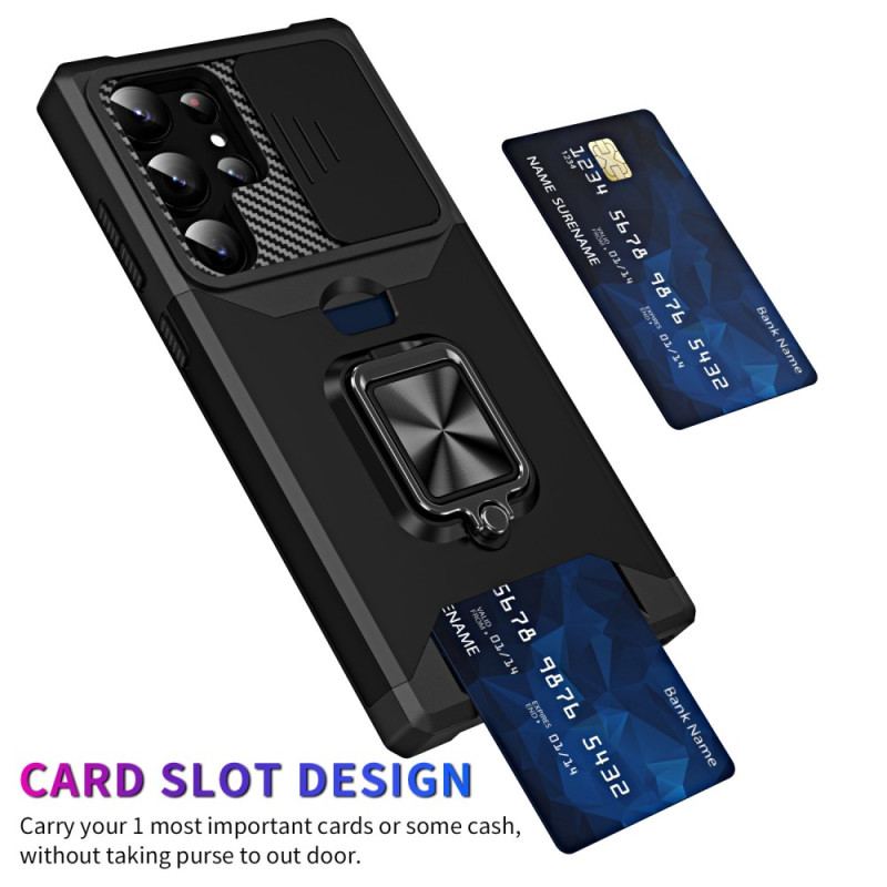 Capa Para Samsung Galaxy S23 Ultra 5G Suporte E Suporte Para Cartão Protetor De Lente