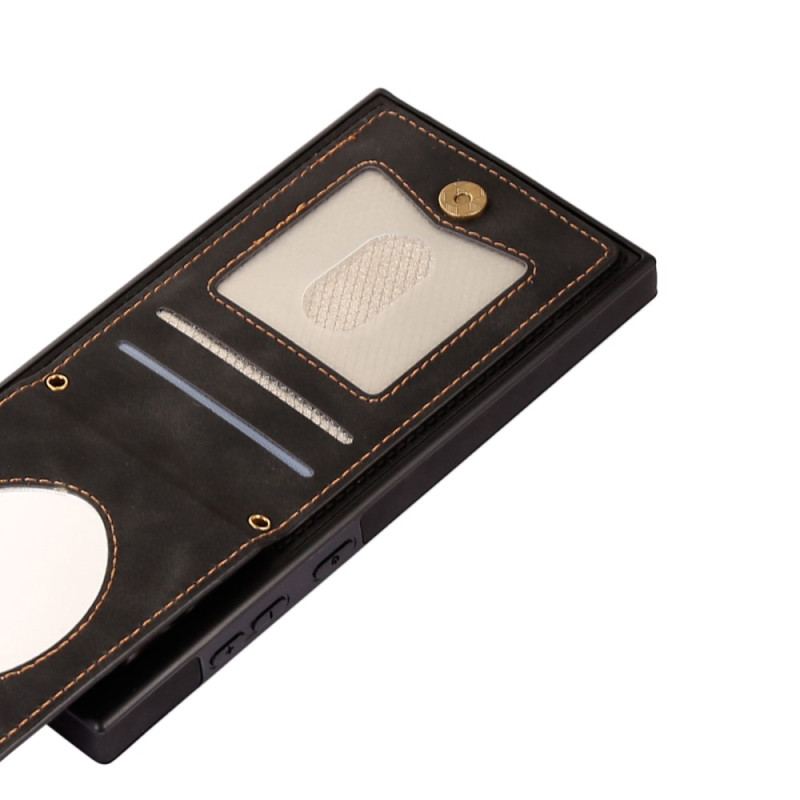 Capa Para Samsung Galaxy S23 Ultra 5G Titular De Cartão Rfid Com Alça De Ombro