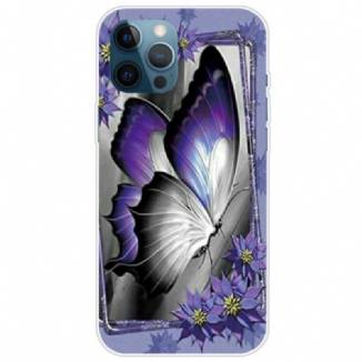 Capa De Celular Para iPhone 14 Pro Max Borboleta Roxa