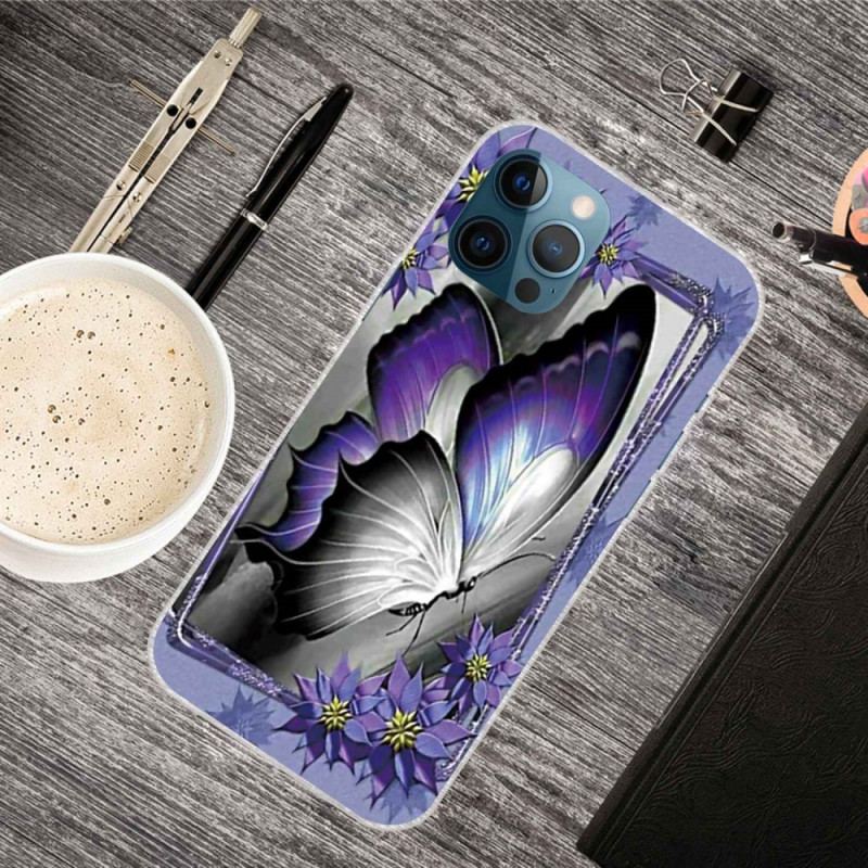 Capa De Celular Para iPhone 14 Pro Max Borboleta Roxa