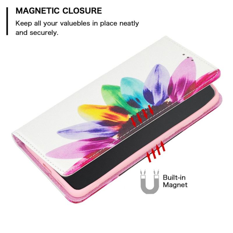 Capa De Celular Para iPhone 14 Pro Max Flip Flor Aquarela