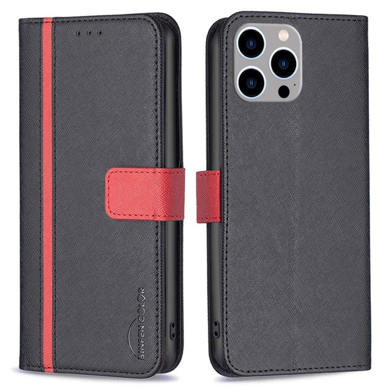 Capa De Couro Para iPhone 14 Pro Max Cor Binfen De Dois Tons