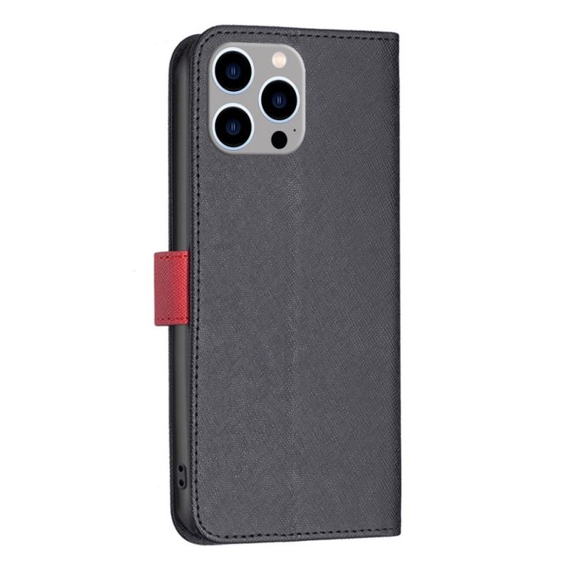 Capa De Couro Para iPhone 14 Pro Max Cor Binfen De Dois Tons