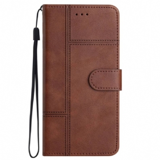 Capa De Couro Para iPhone 14 Pro Max De Cordão Estilo De Couro Comercial Com Tiras