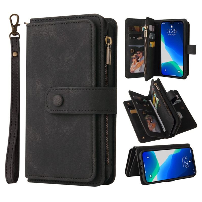 Capa De Couro Para iPhone 14 Pro Max Titulares De Cartão Otimizados Multifuncionais