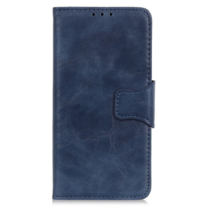Capa Em Pele Para iPhone 14 Pro Max Fecho Reversível De Couro Rachado