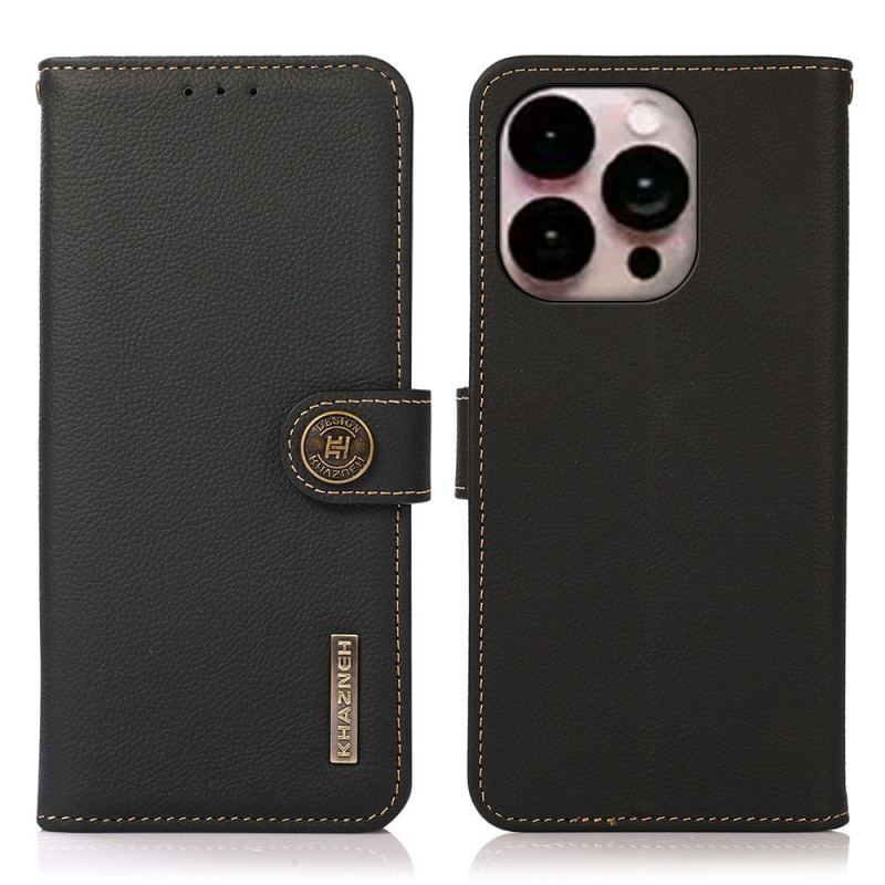 Capa Folio Para iPhone 14 Pro Max Khazneh Rfid Couro Genuíno