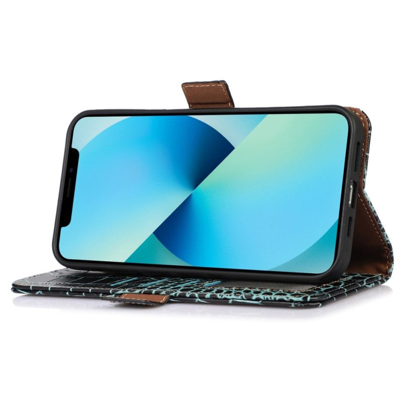 Capa Folio Para iPhone 14 Pro Max Rfid Estilo Crocodilo