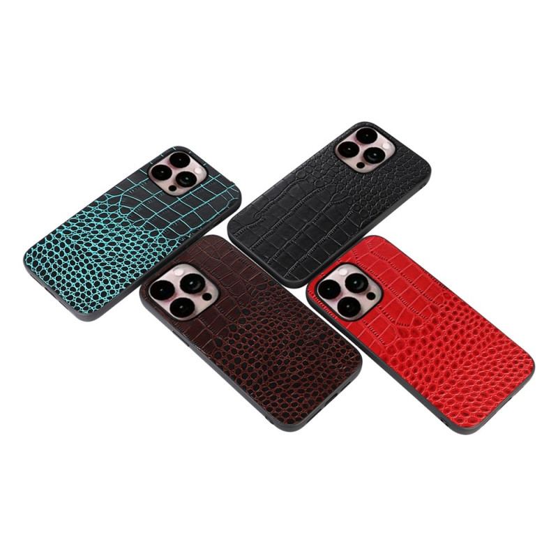 Capa Para iPhone 14 Pro Max Couro Genuíno Com Textura De Crocodilo