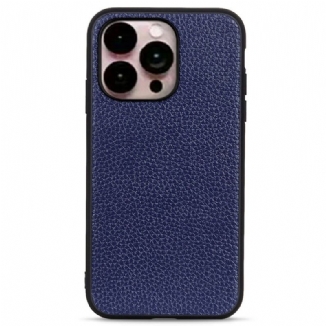 Capa Para iPhone 14 Pro Max Couro Lichia Genuíno