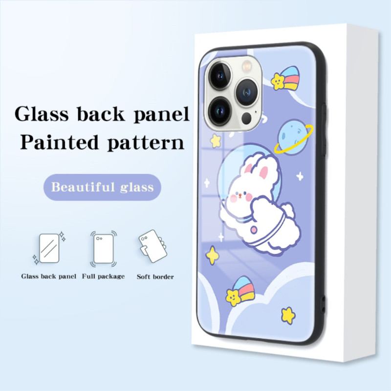 Capa De Celular Para iPhone 15 Pro Vidro Temperado Coelho Feliz
