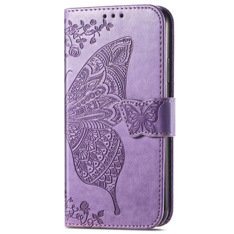 Capa Flip Para iPhone 15 Pro Borboleta Barroca