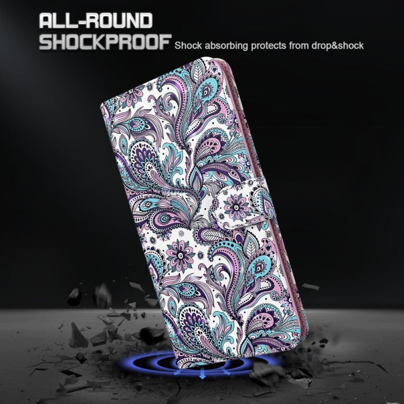 Capa Folio Para iPhone 15 Pro De Cordão Padrão 3d Com Alça