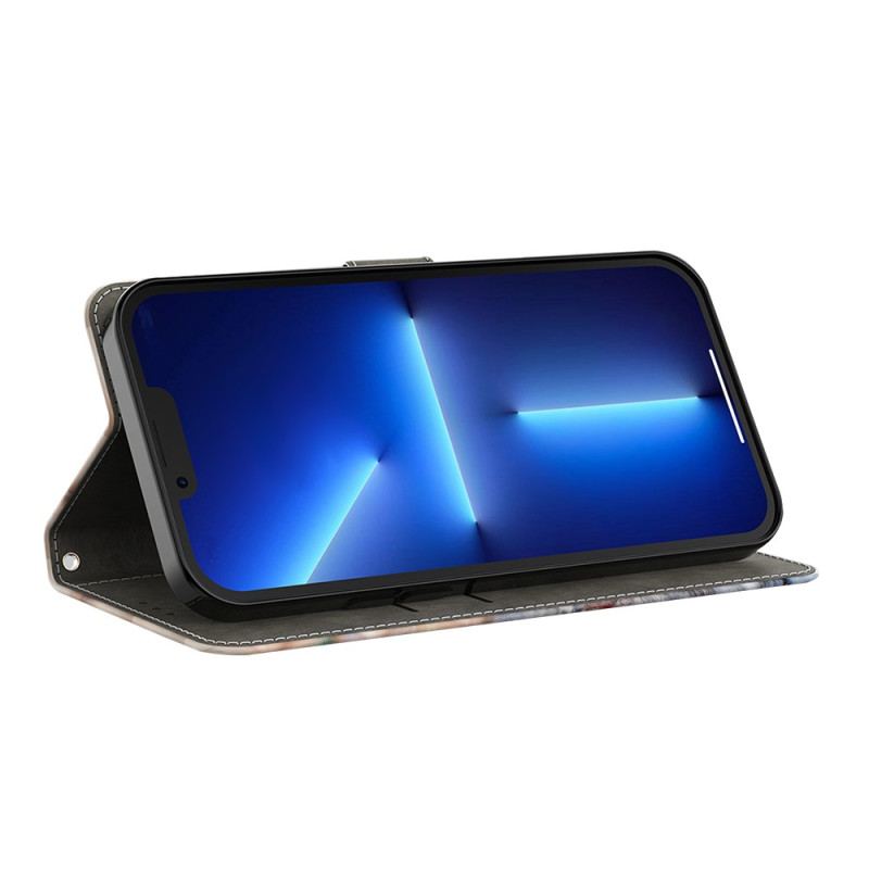 Capa Folio Para iPhone 15 Pro Duas Penas